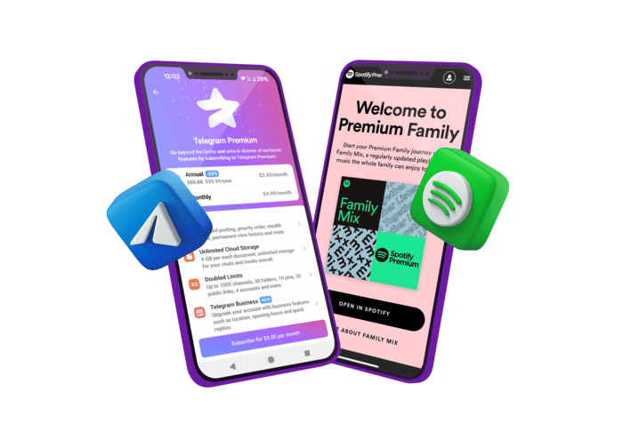 پوستر اکانت پریمیوم اسپاتیفای و تلگرام